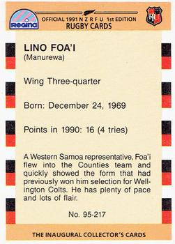 1991 Regina NZRFU 1st Edition #95 Lino Foa'i Back